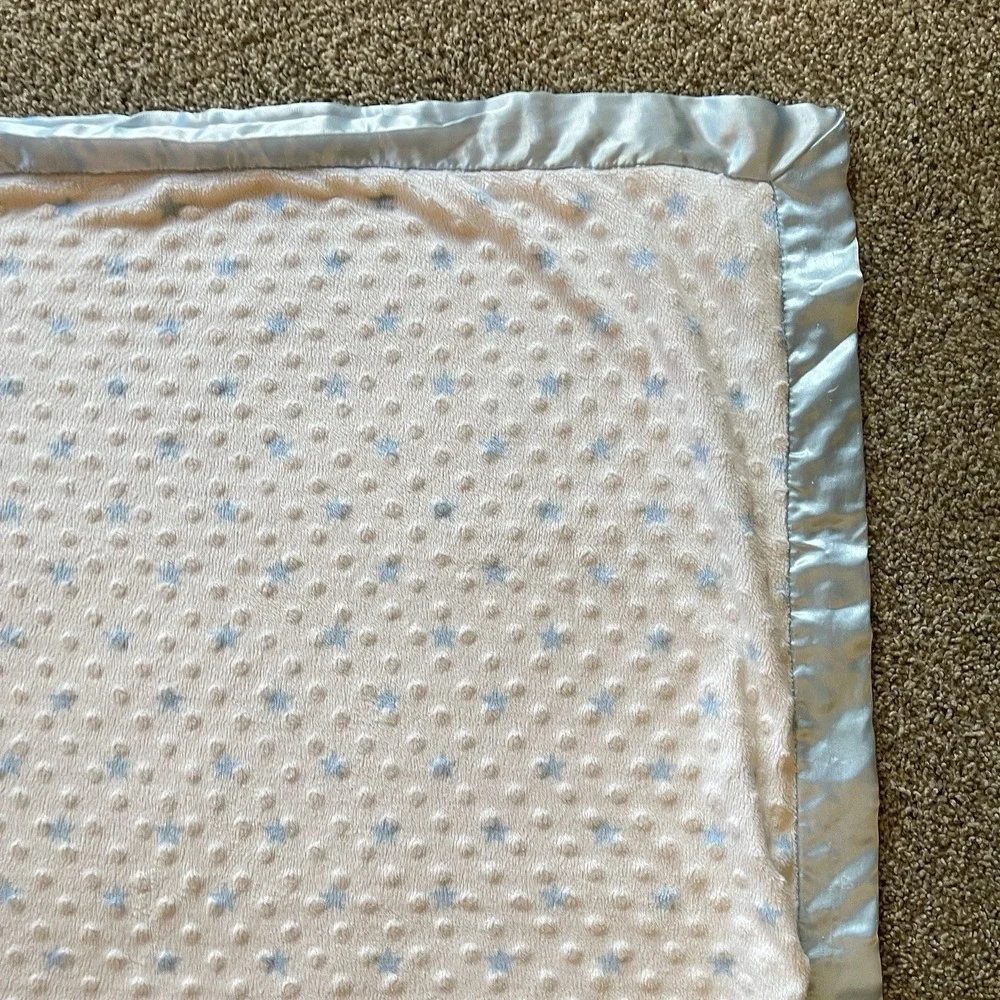 Carters Just One You Mommy's Little Man Blue White Satin Star Dot Baby Blanket‎